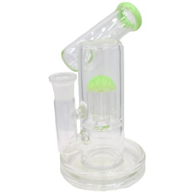 Alternative view of 5" Glass Straight Tube Tree Perc Dab Rig (Slime Green)