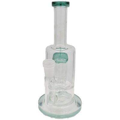 Alternative view of 8" Clear Teal Double Chamber Tree-Perc Dab Rig