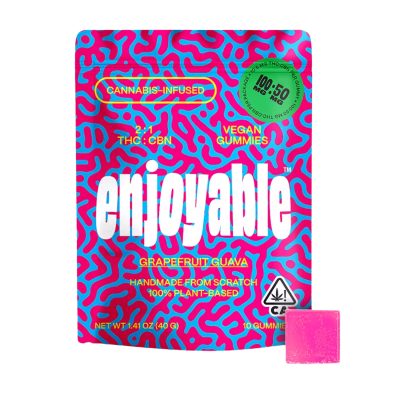 Enjoyable 2:1 THC:CBN Grapefruit Guava Vegan Gummies