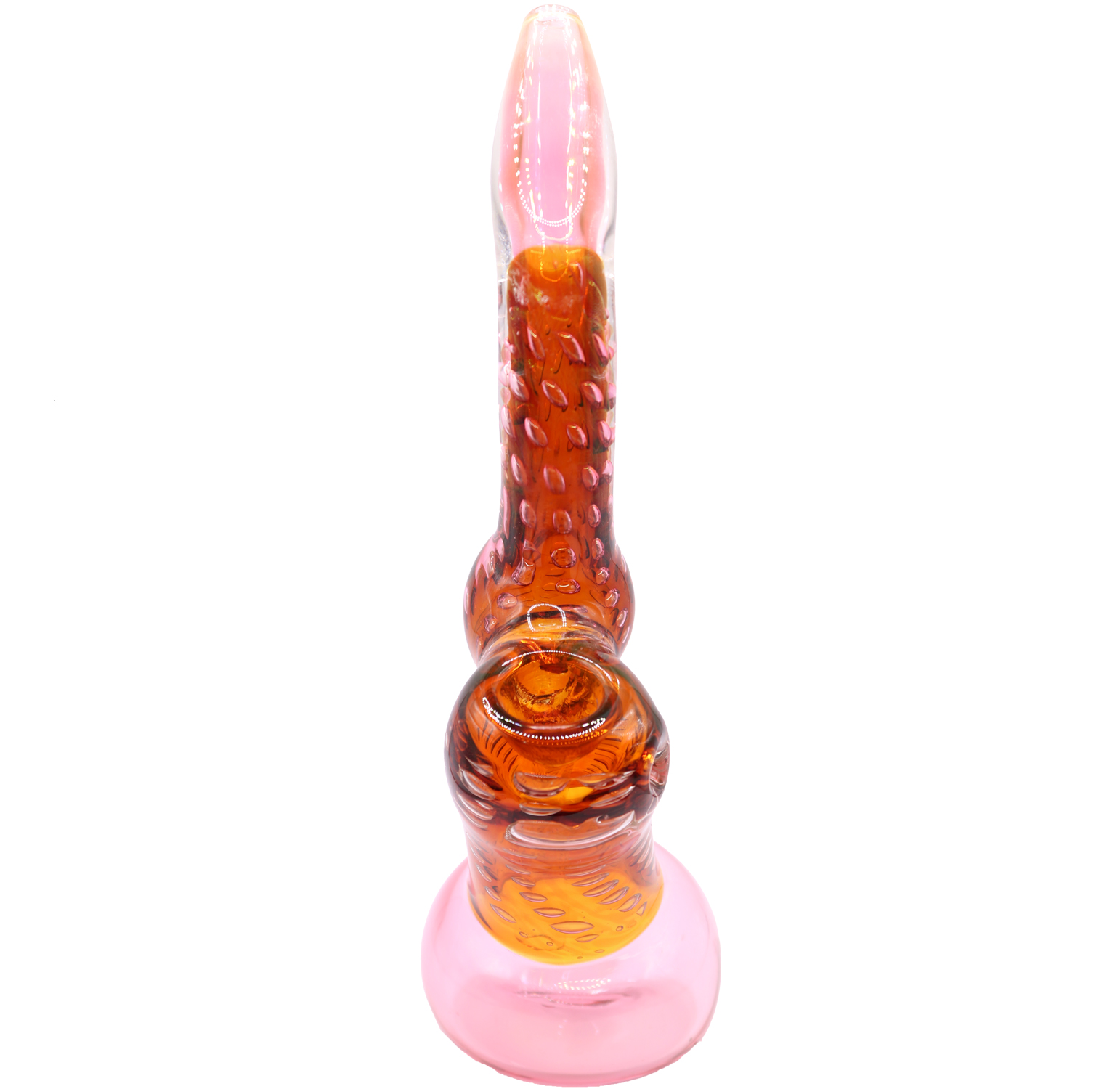 8" Pink/Orange Heavy Glass Bubbler - Image 2