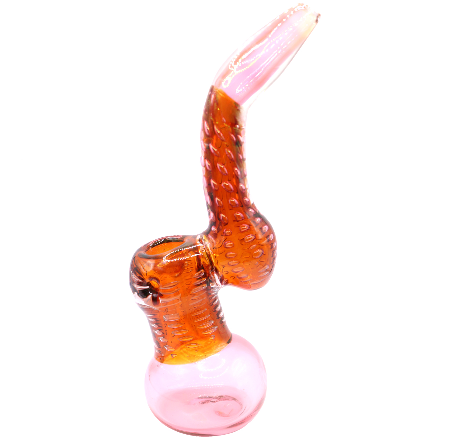 8" Pink/Orange Heavy Glass Bubbler - Image 3