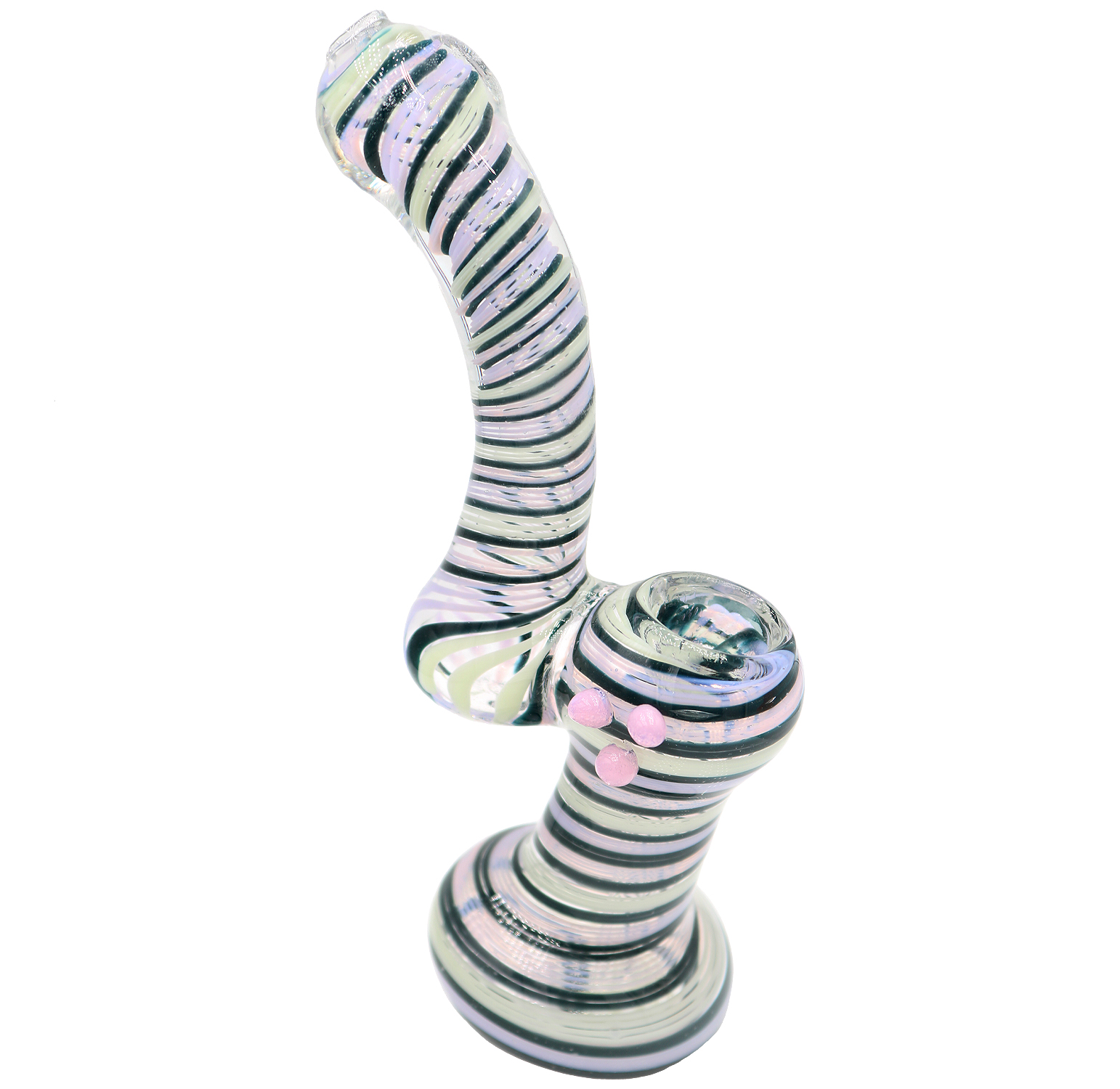 7" Multi-Color Striped Sherlock Glass Bubbler