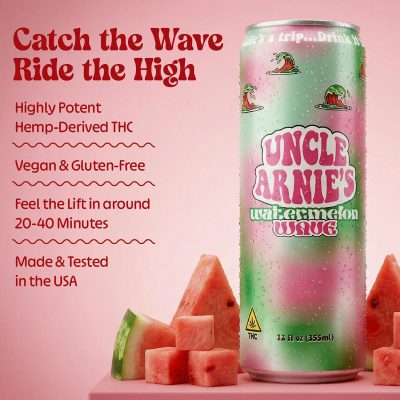 Alternative view of Uncle Arnie's - Watermelon Wave | Non-Carbonated | 100mg | 12oz