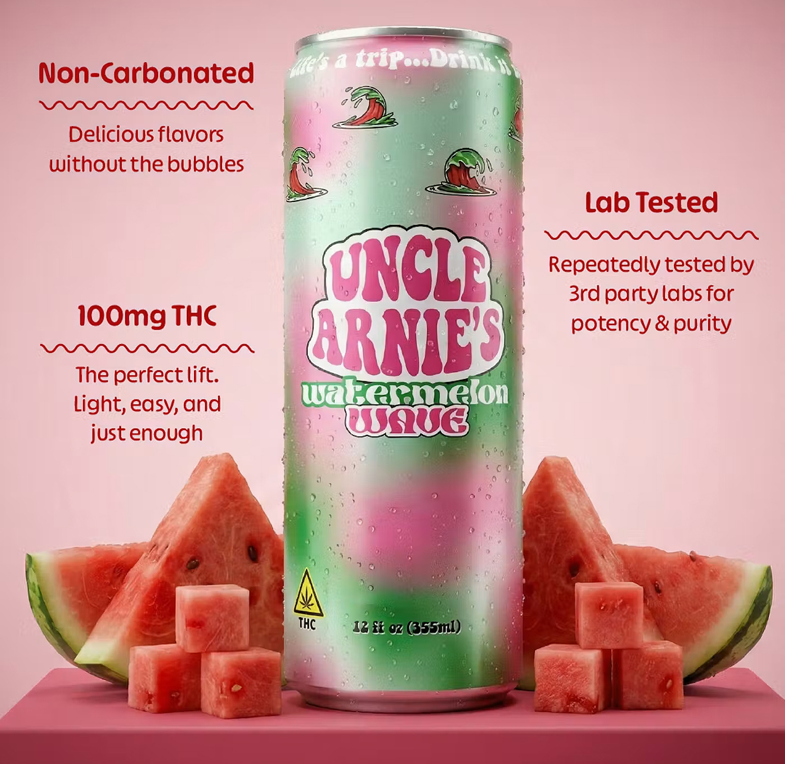 Uncle Arnie's - Watermelon Wave | Non-Carbonated | 100mg | 12oz - Image 3